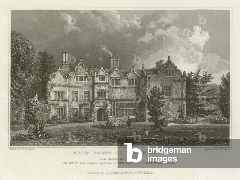 West Front of Spains Hall, Finchingfield, Essex, the Seat of John Ruggles Brice, Esquire (engraving)