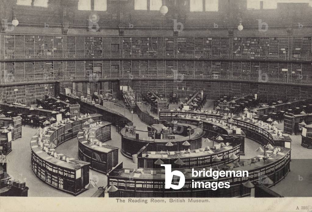 The Reading Room, British Museum, London (b/w photo)