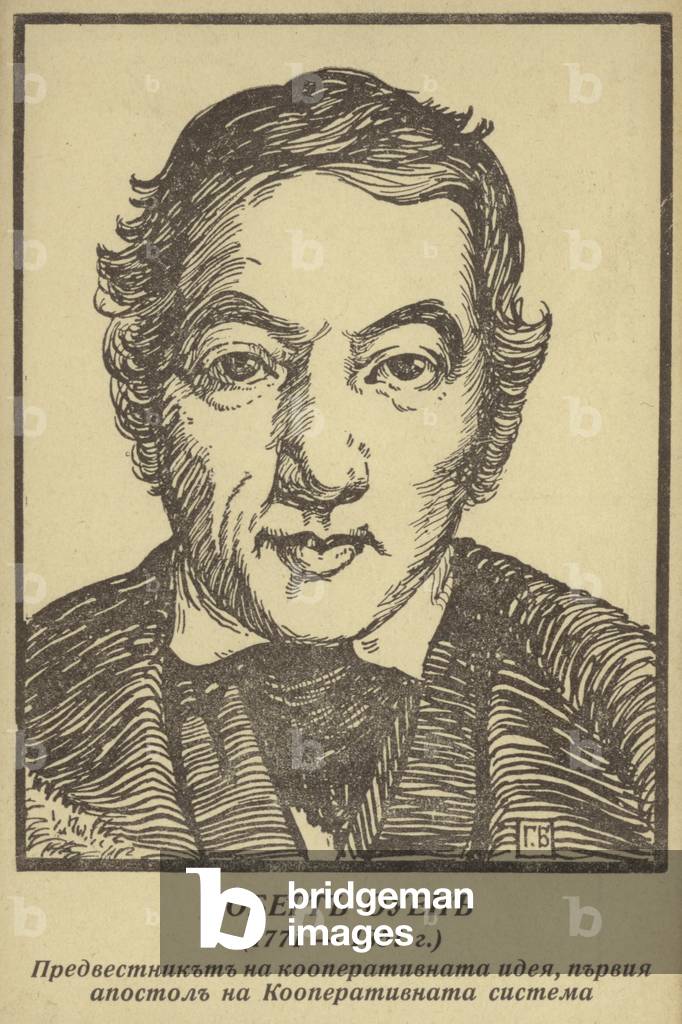 Robert Owen, British philosopher, social reformer and founder of utopian socialism and the cooperative movement (litho)