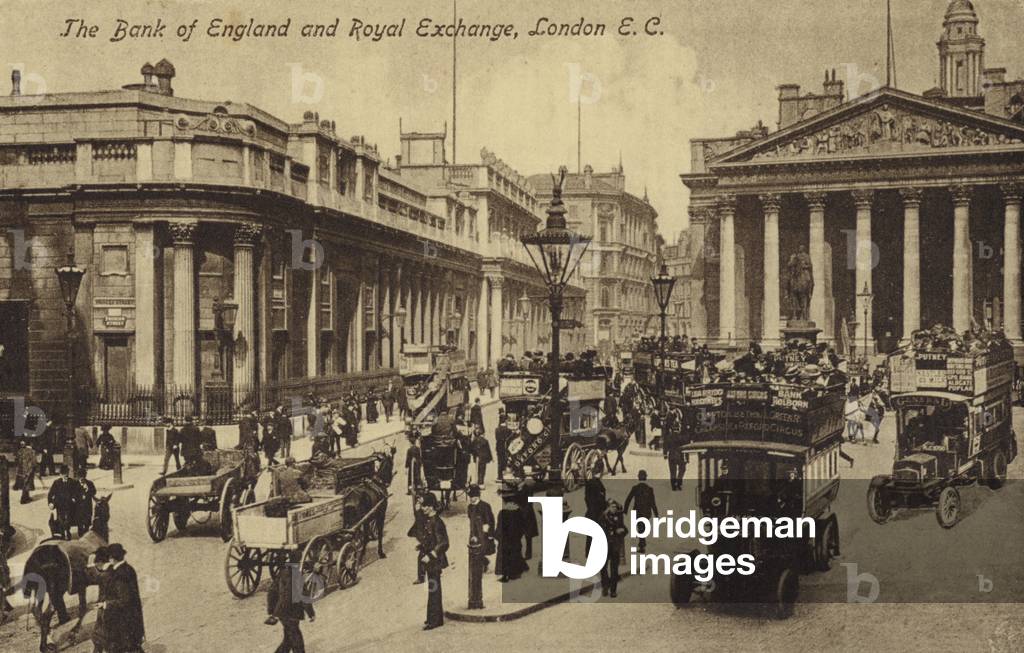 The Bank of England and Exchange, London, E.C. (b/w photo)