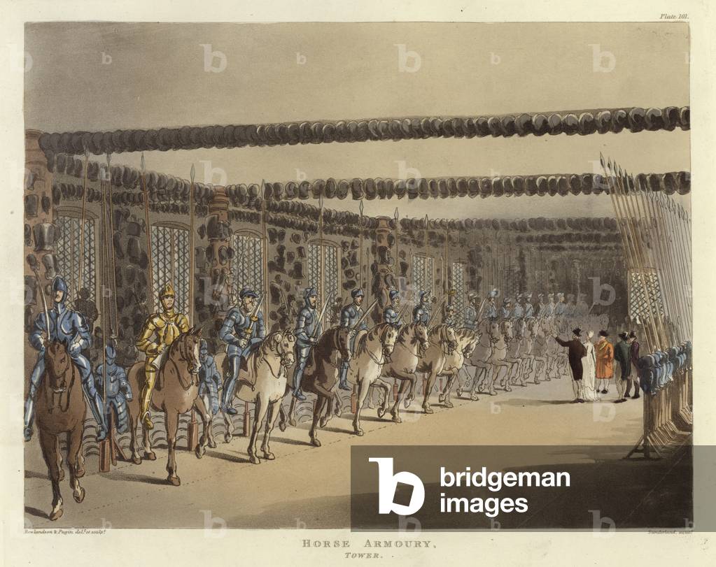 Horse Armoury (coloured engraving)