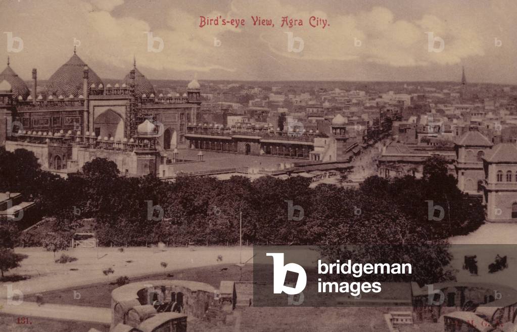 Bird's-eye View, Agra City (b/w photo)