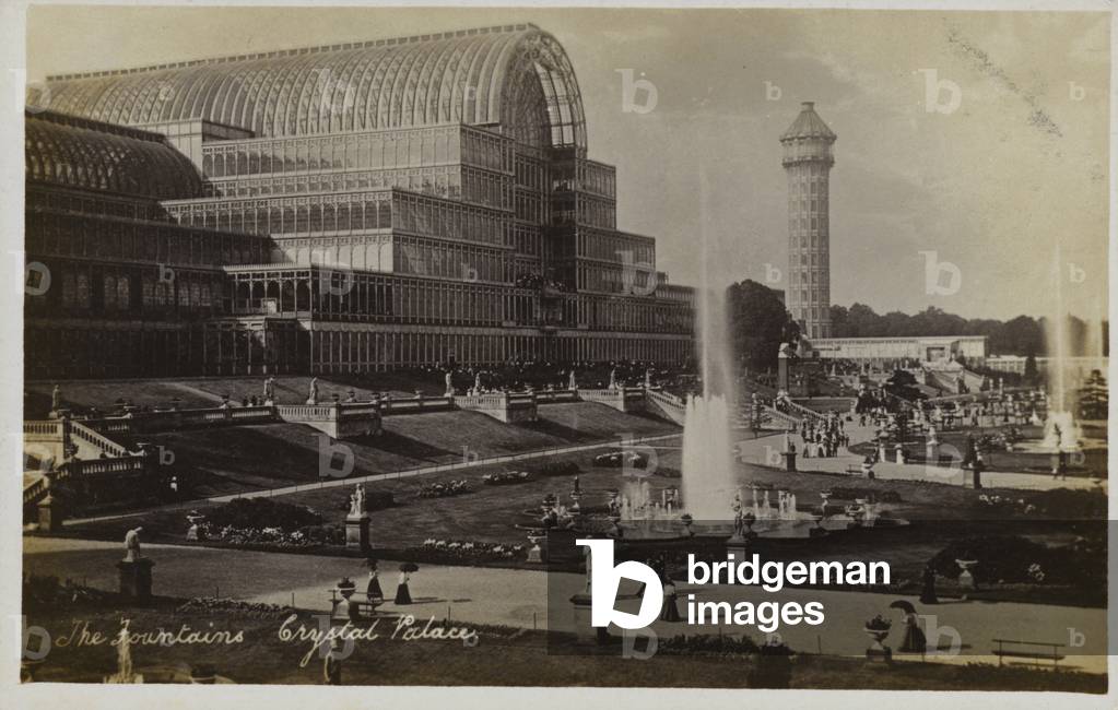 The Fountains, Crystal Palace (b/w photo)