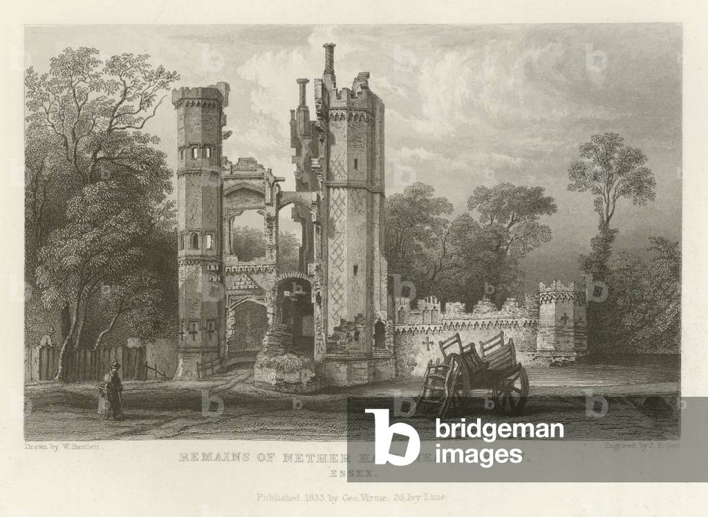 Remains of Nether Hall, near Harlow, Essex (engraving)