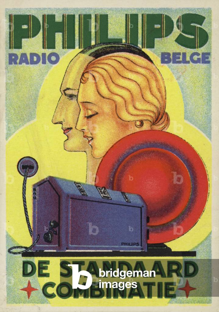 Advertisement for Philips radios and Belgian Radio (colour litho)