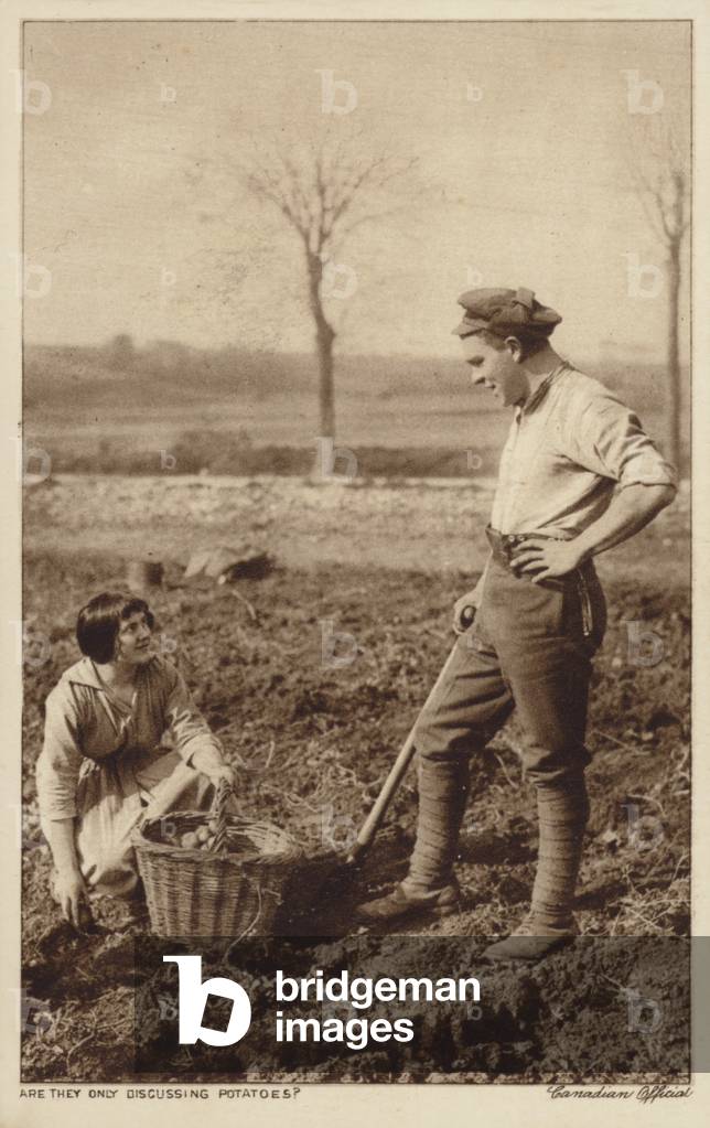 Are they only discussing potatoes? (b/w photo)