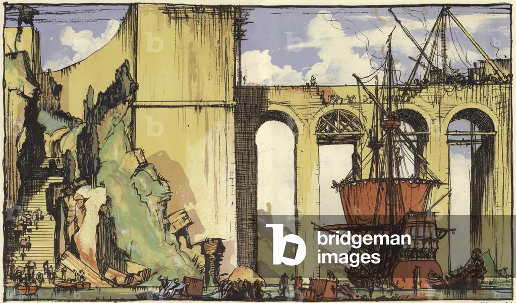The Bridge of Empire (colour litho)