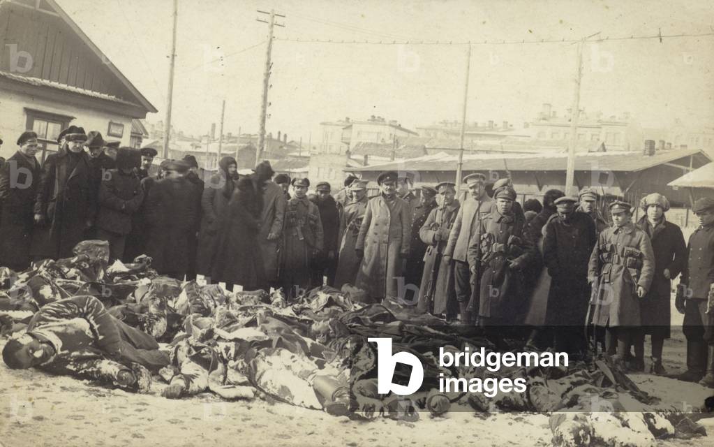 Bolsheviks killed in street fighting in Vladivostok, Russian Civil War, c1918-c1920 (b/w photo)