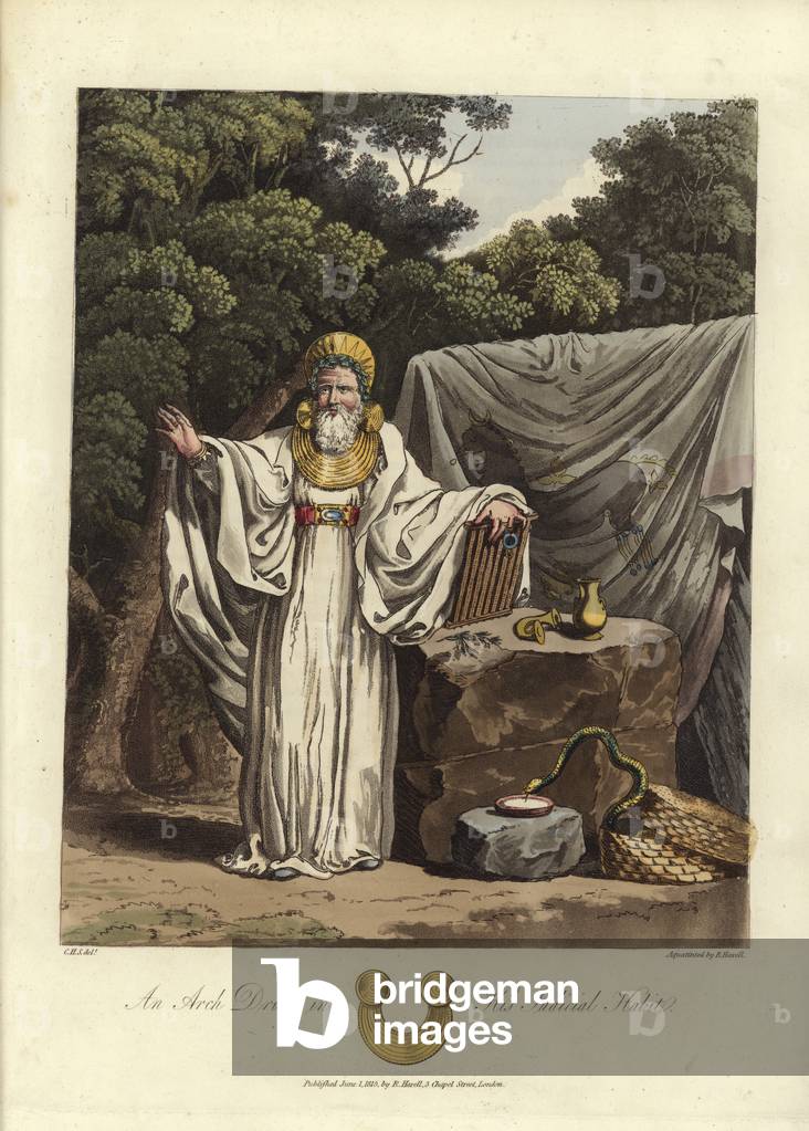 An Arch Druid in his judicial habit (coloured engraving)