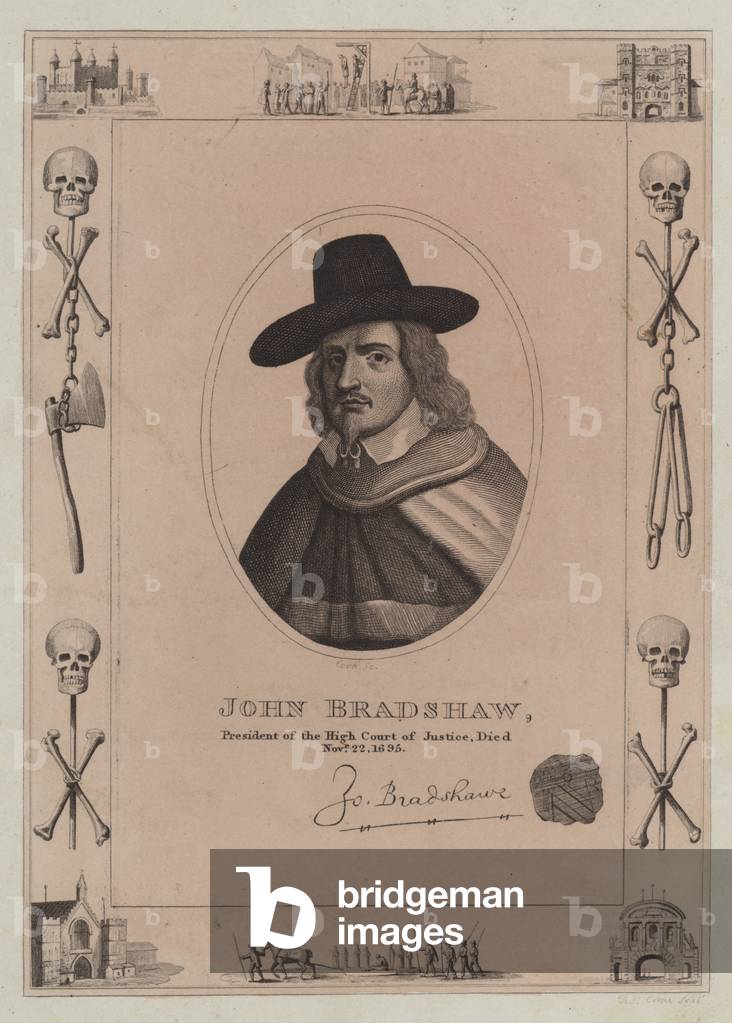 John Bradshaw, President of the High Court of Justice, died 22 November 1695 (engraving)