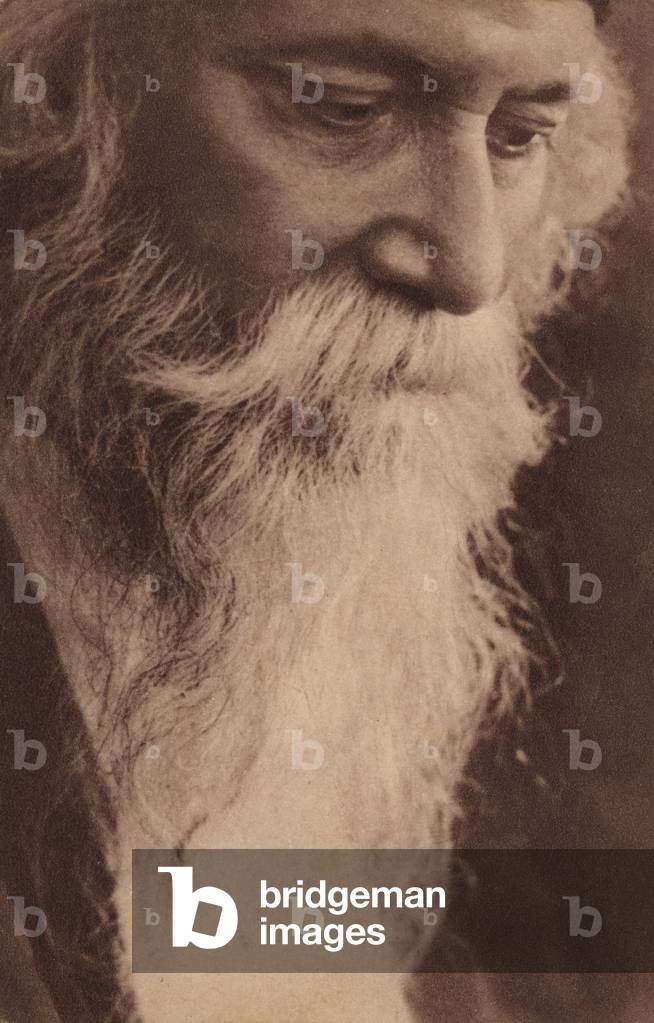 Rabindranath Tagore (1861-1941), Indian writer, composer and artist (b/w photo)