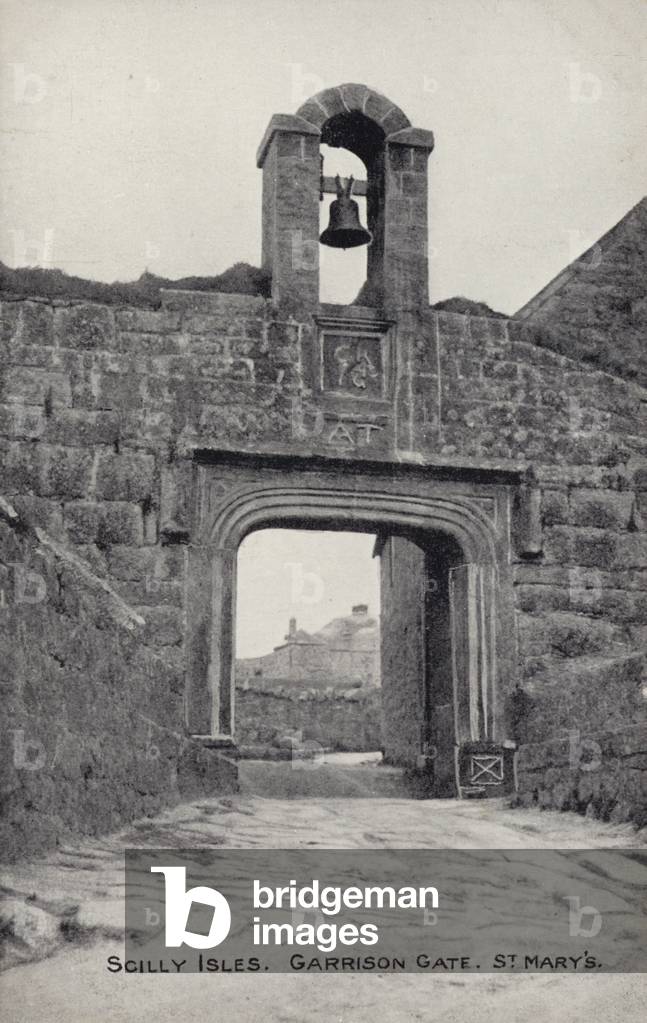 Scilly Isles, Garrison Gate, St Mary's (b/w photo)