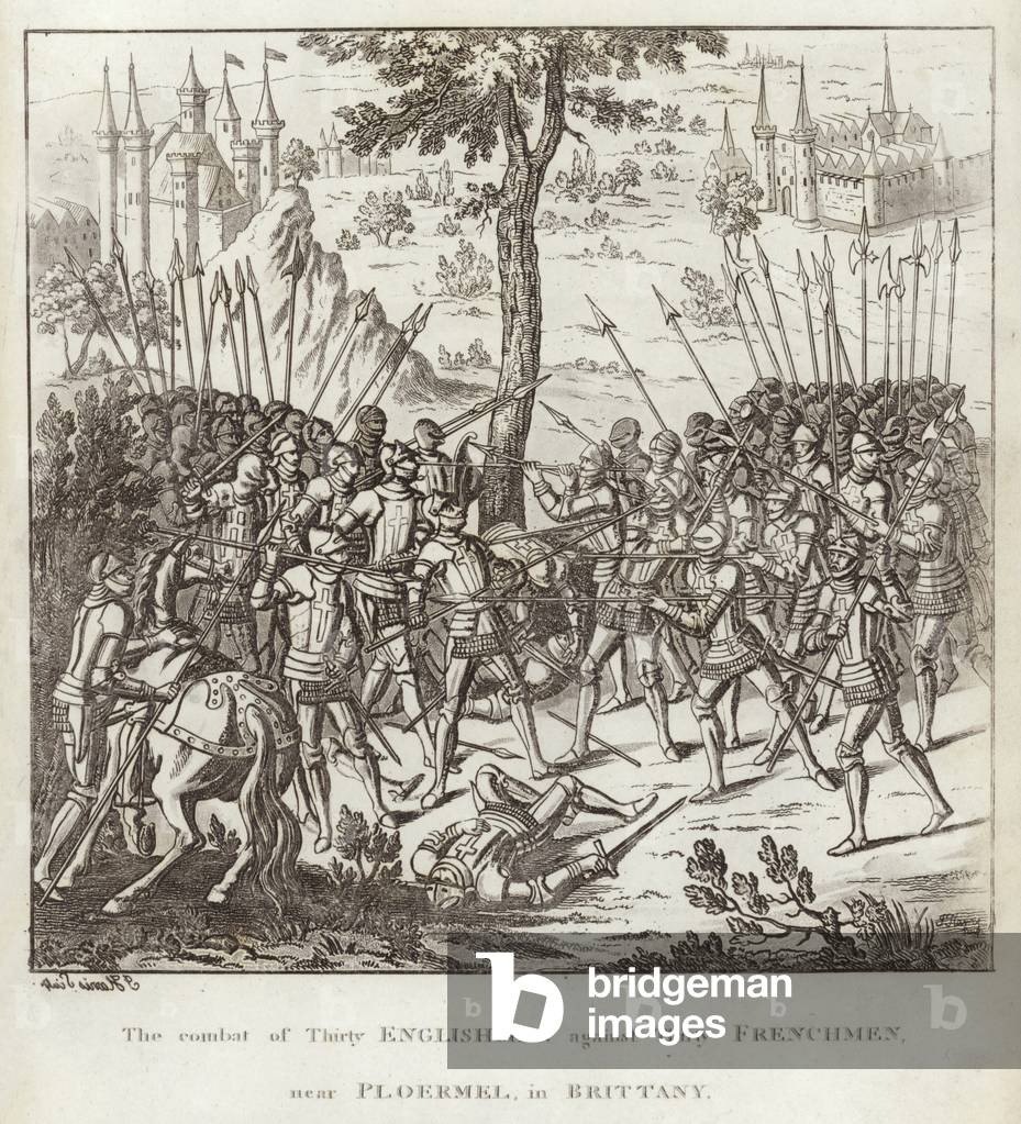 The Combat of Thirty Englishmen against Thirty Frenchmen, near Ploermel, in Brittany (engraving)