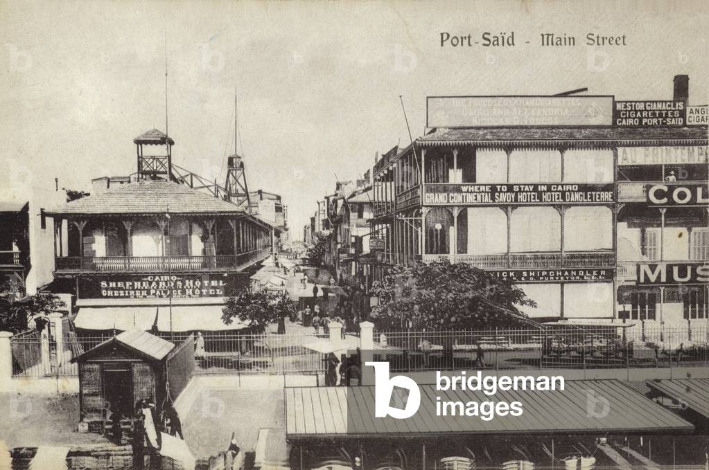 Main Street, Port Said, Egypt (b/w photo)