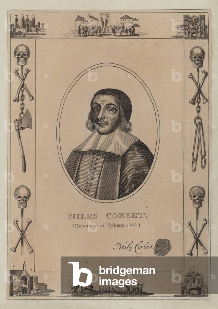 Miles Corbet, executed at Tyburn, 1662 (engraving)