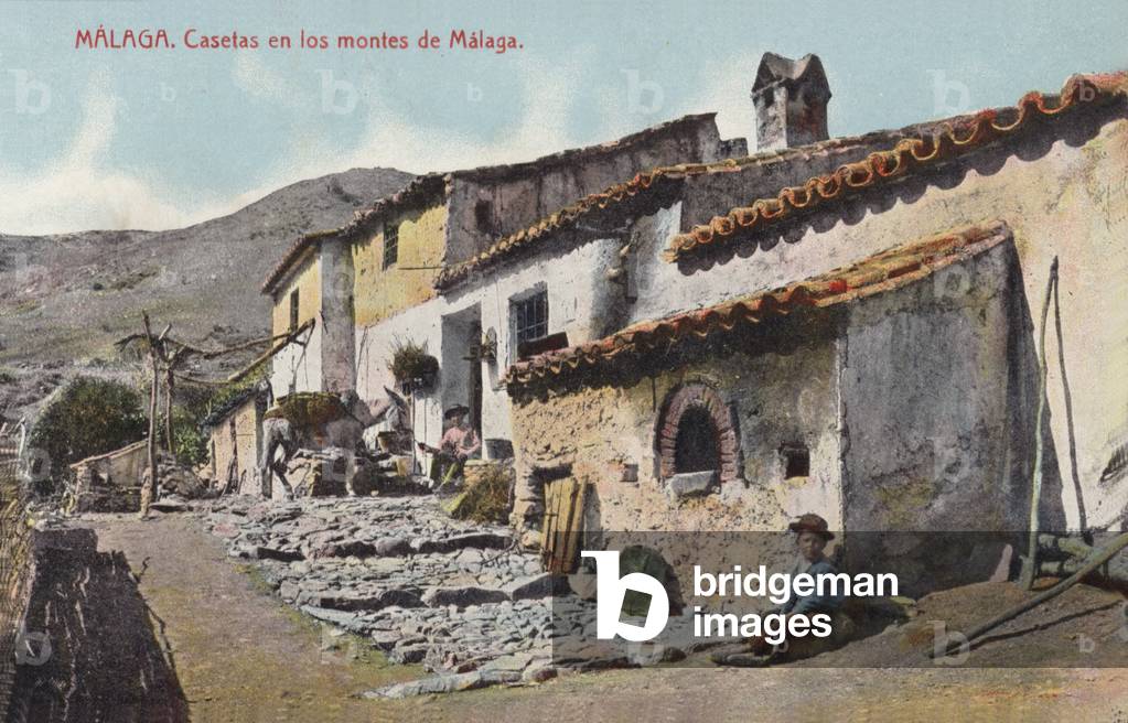 Cottages in the mountains of Malaga, Spain (coloured photo)