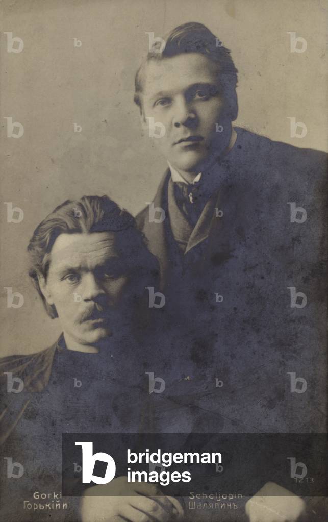 Russian writer Maxim Gorky and Russian opera singer Fyodor Chaliapin, c1900 (b/w photo)