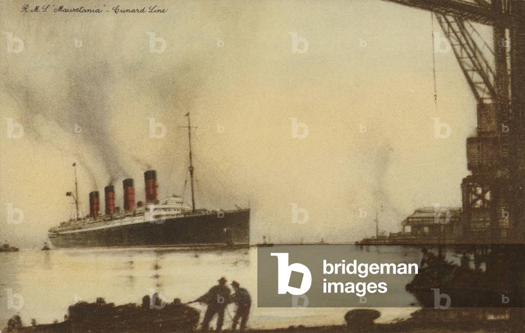 Cunard liner RMS Mauretania (colour litho)