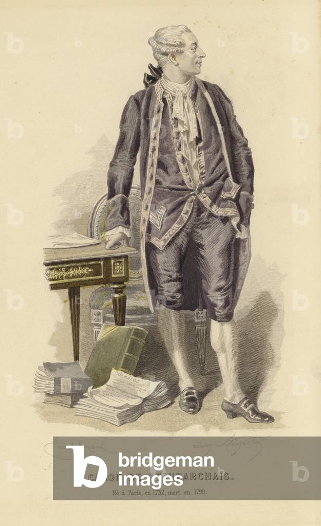 Caron de Beaumarchais (1732-1799) (coloured engraving)