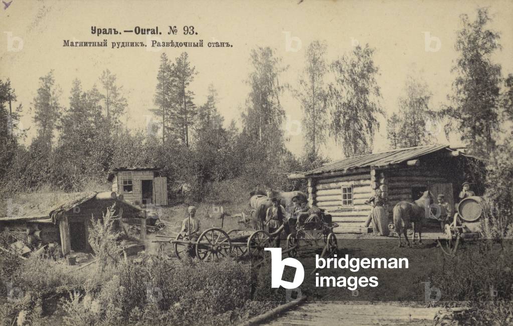 Magnetitite miners' prospecting camp, Urals, Russia, c1905 (b/w photo)