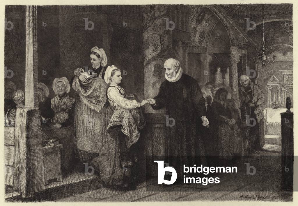 Christening in Norway (engraving)