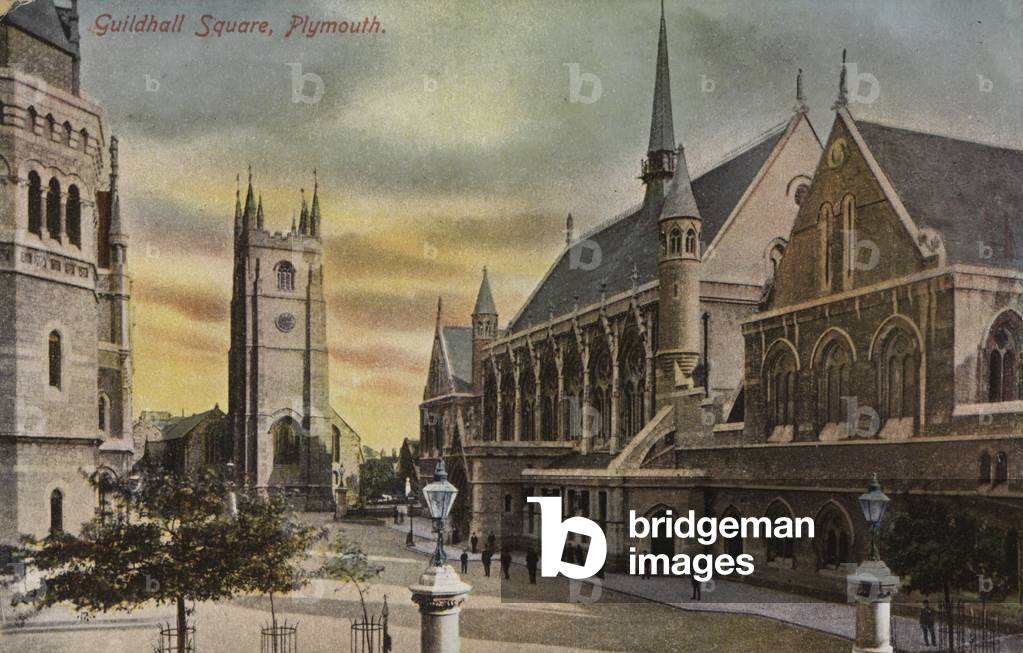 Guildhall Square, Plymouth, Devon (coloured photo)