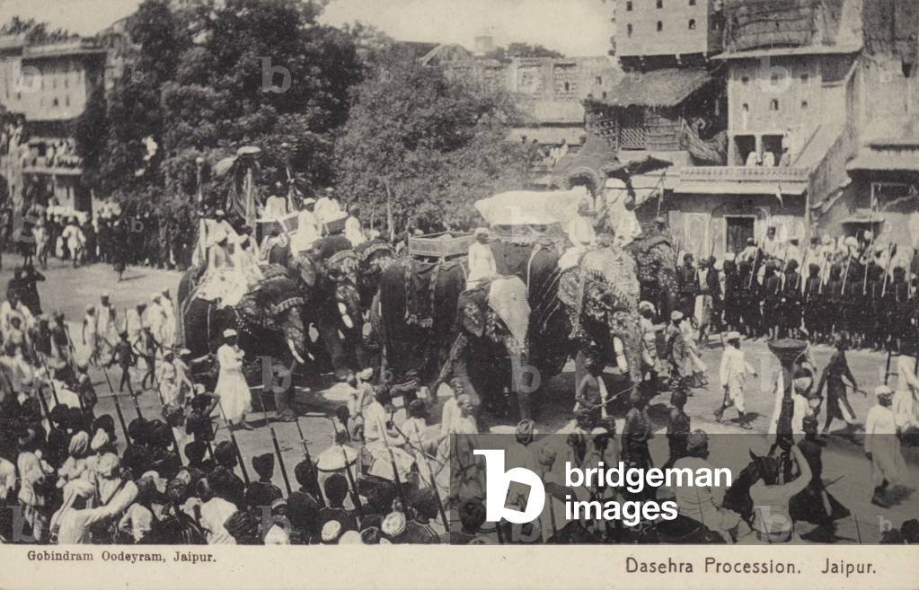 Dasehra Procession, Jaipur (b/w photo)