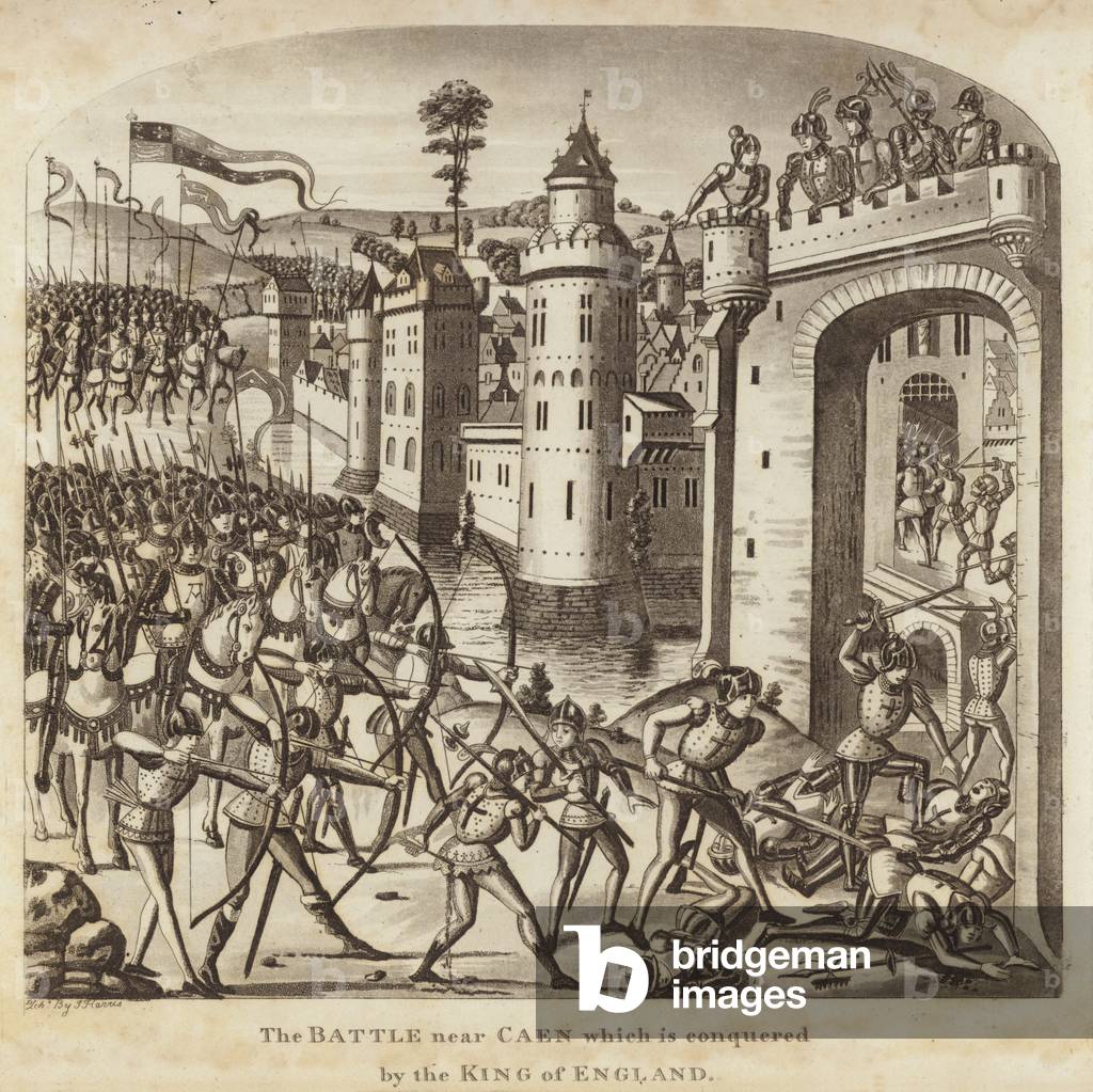The Battle near Caen which is conquered by the King of England (engraving)