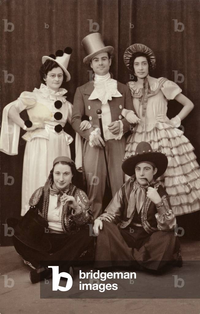 Theatrical troupe (b/w photo)
