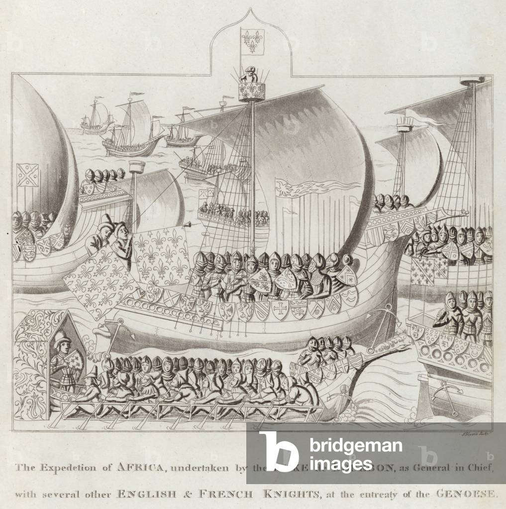 The Expedetion of Africa, undertaken by the Duke de Bourbon, as General in Chief, with Several Other English & French Knights, at the Entreaty of the Genoese (engraving)