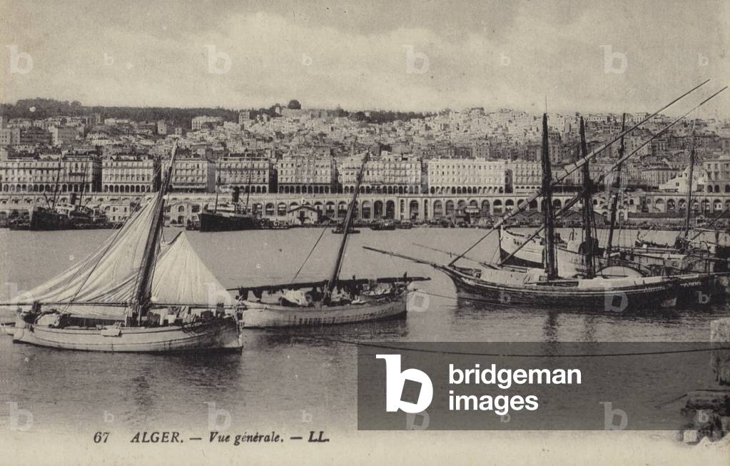 General view of Algiers, Algeria (b/w photo)