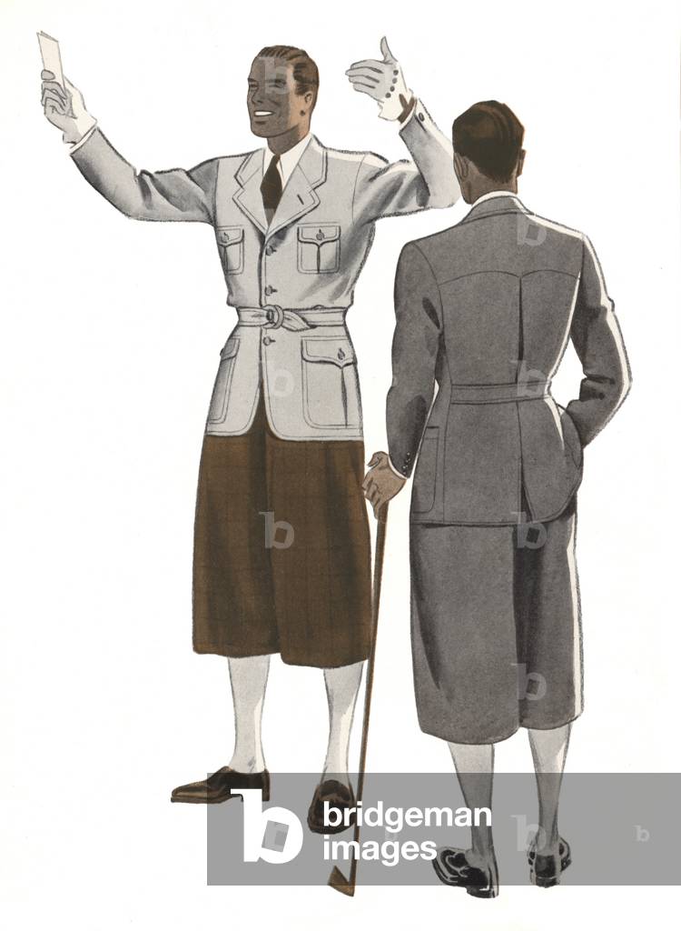 Male fashions, 1945 (colour lithograph)