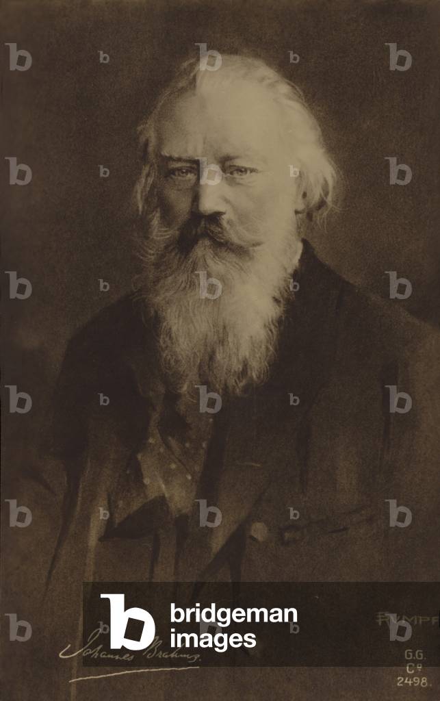 Johannes Brahms, German composer and pianist (1833-1897) (engraving)
