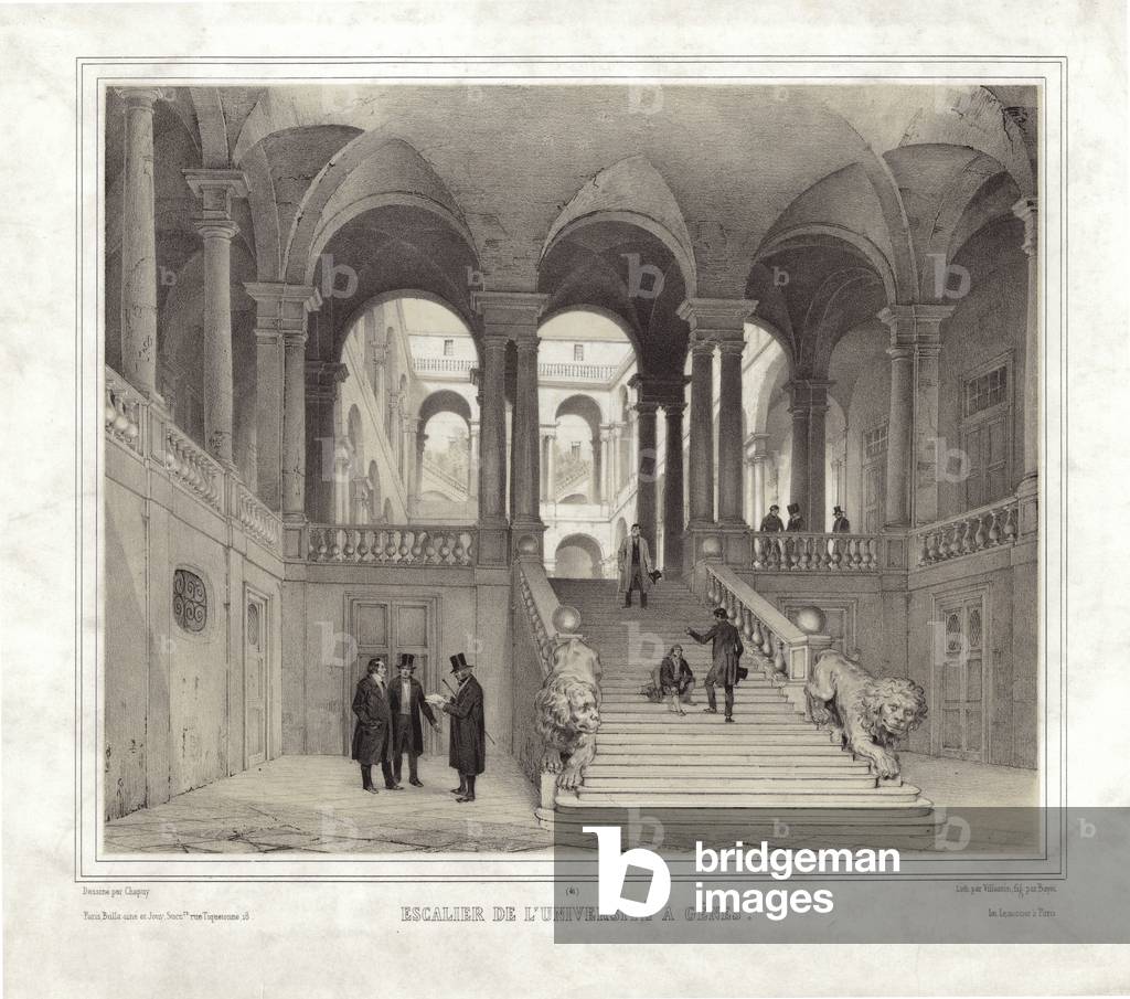 Escalier de l'universite a Genes (engraving)