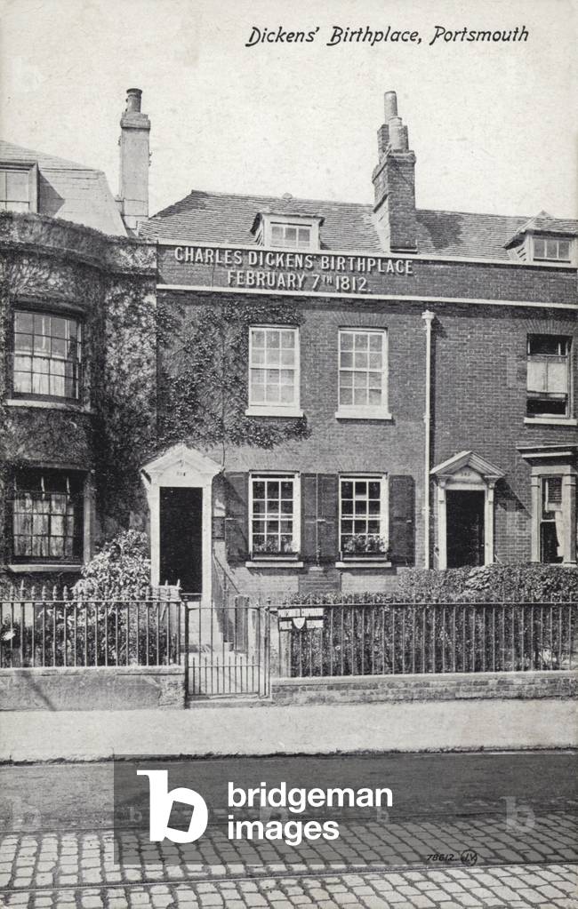 Charles Dickens' birthplace, Portsmouth (b/w photo)