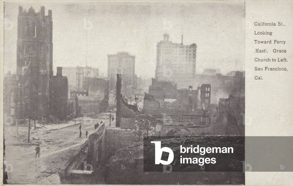 Aftermath of the 1906 San Francisco earthquake (b/w photo)