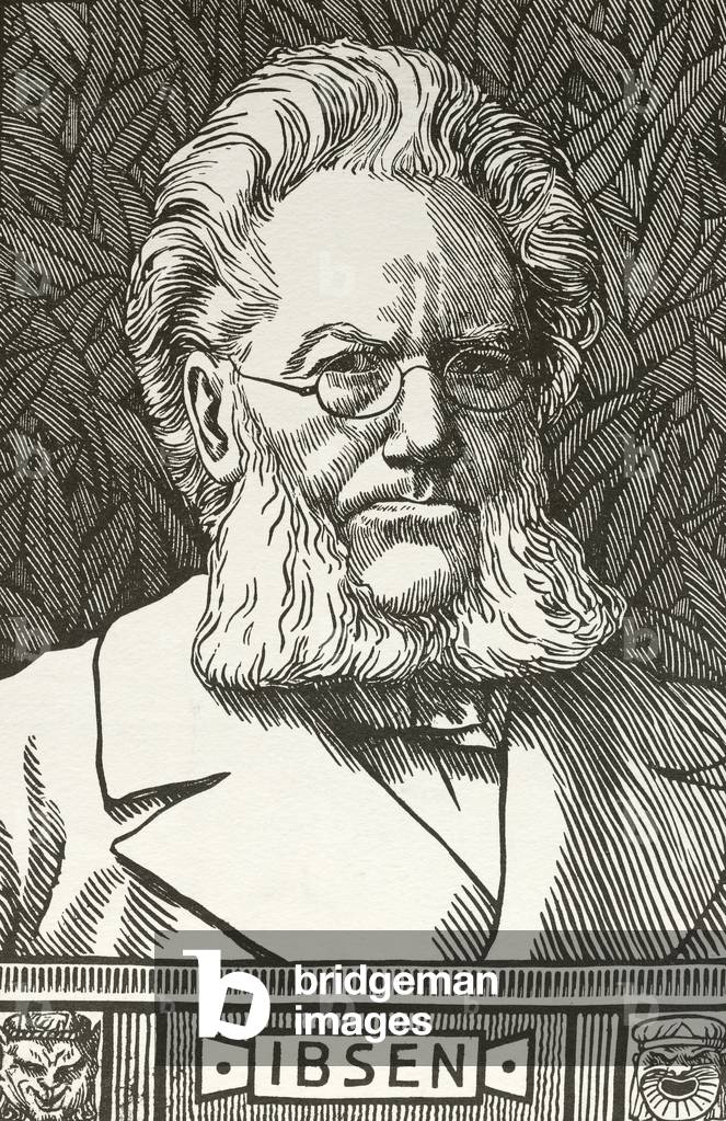 Henrik Ibsen, Norwegian playwright (woodcut)