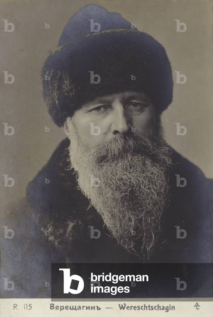 Vasily Vereshchagin, Russian artist, painter of battle scenes, c1900 (b/w photo)