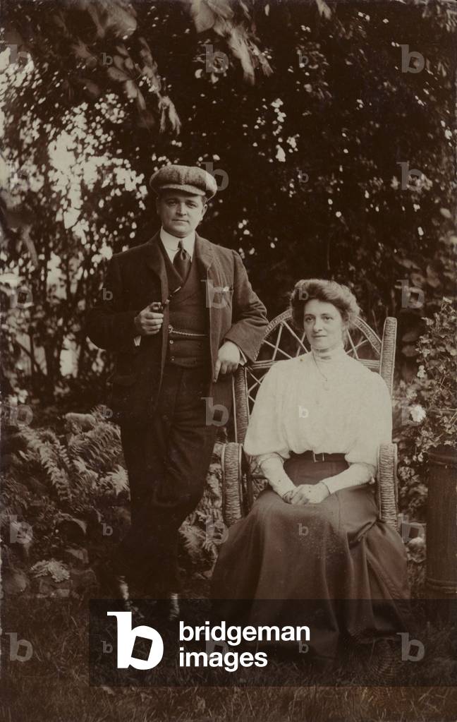 Couple in a garden (b/w photo)
