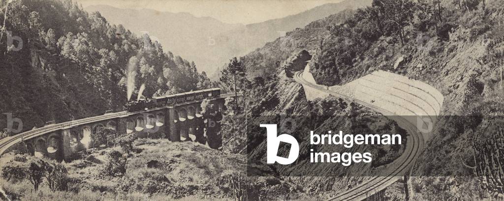 Railroad from Delhi to Simla (b/w photo)