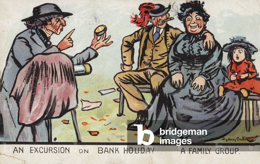 An excursion on bank holiday. A family group (colour litho)