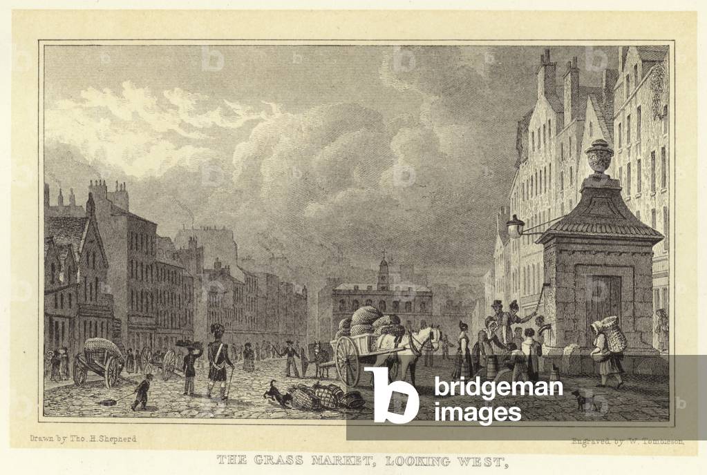 The Grass Market, looking West (engraving)