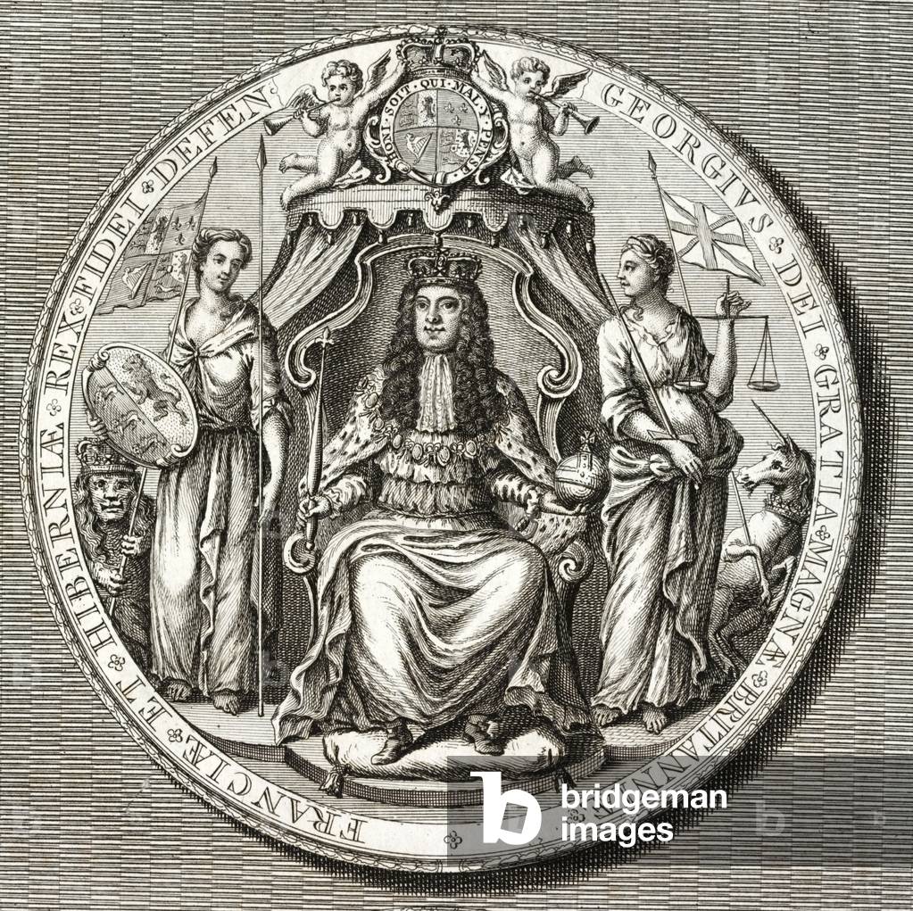 Great Seal of King George I, 18th Century (engraving)