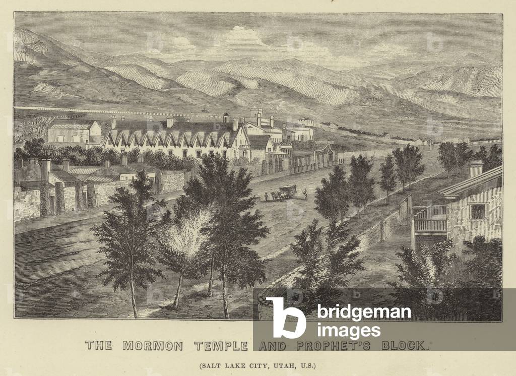 The Mormon Temple and Prophet's Block (engraving)
