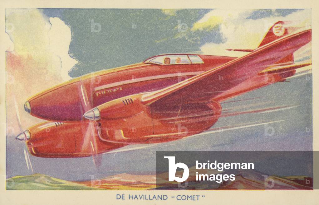 De Havilland Comet, British racing aircraft (colour litho)