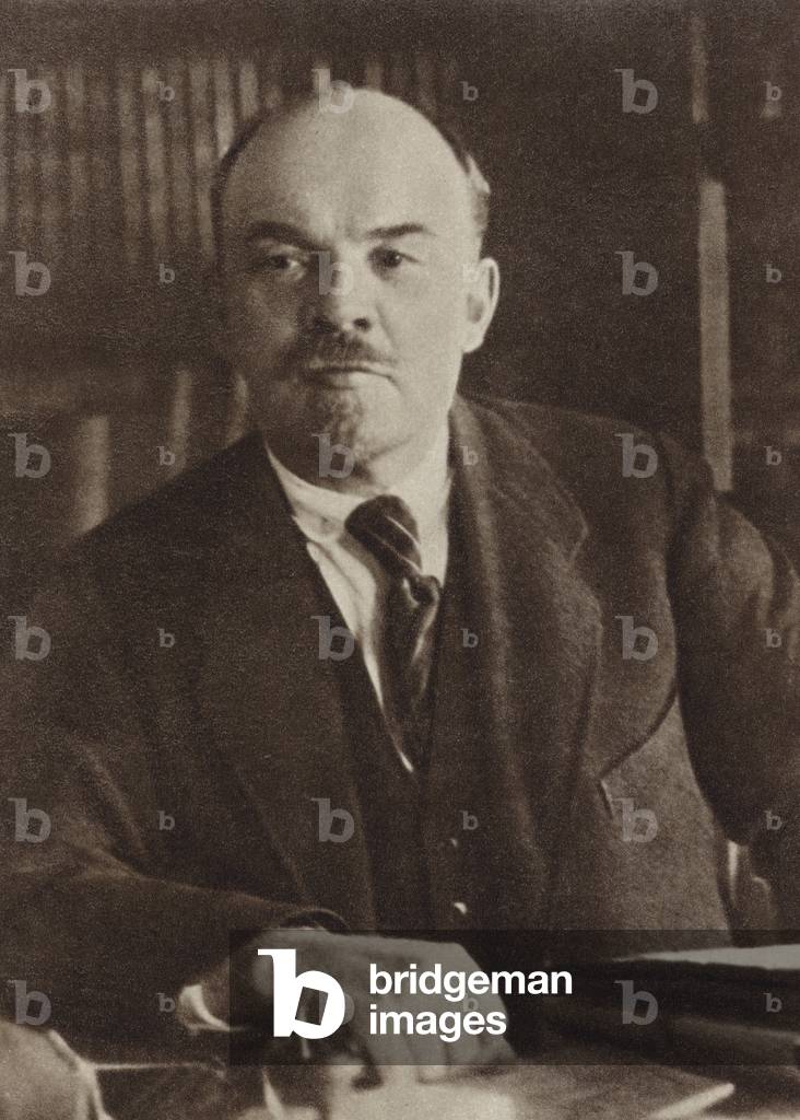 Lenin in his study in the Kremlin, Moscow, 4 October 1922 (b/w photo)