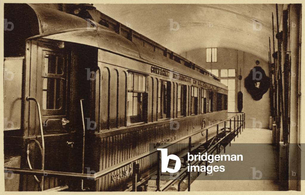Railway carriage in which was signed the Armistice treaty (b/w photo)