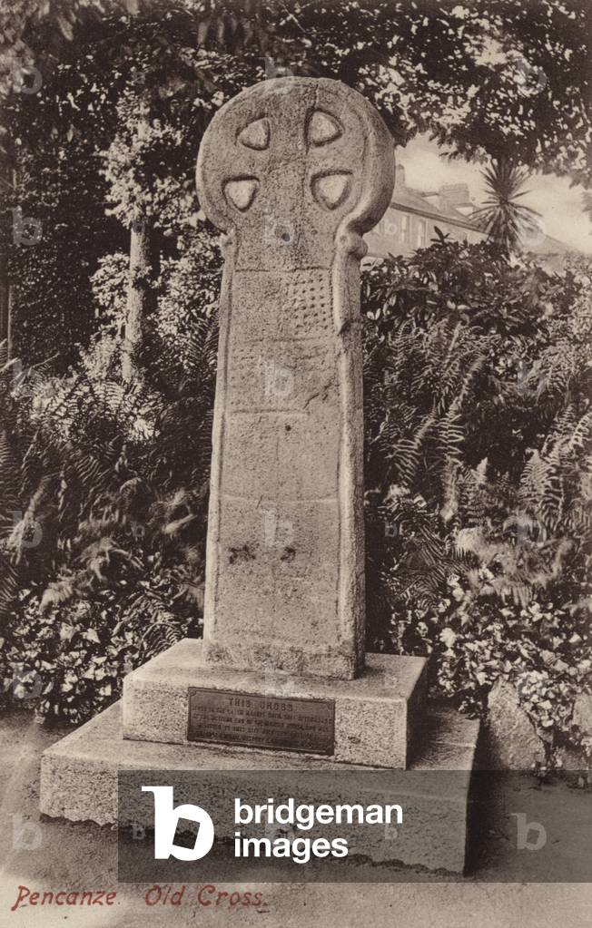 Cross in Morrab Gardens (b/w photo)