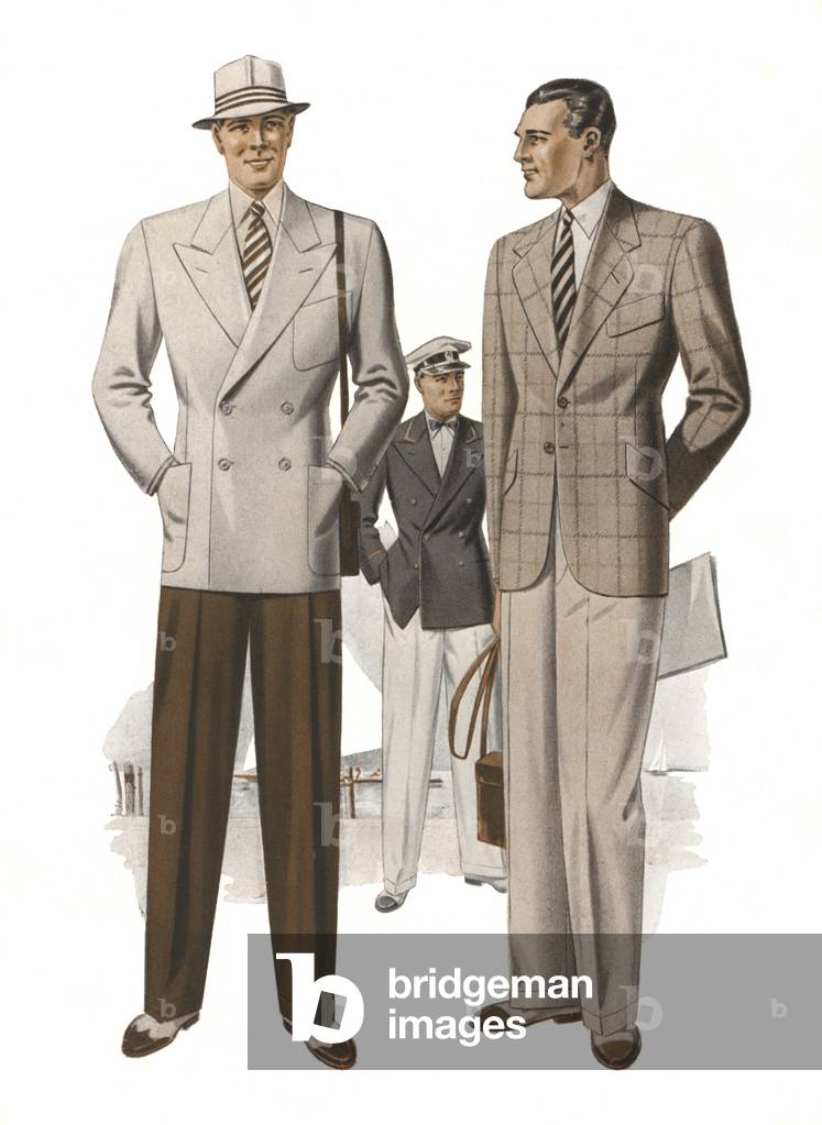 Male fashions, 1945 (colour lithograph)