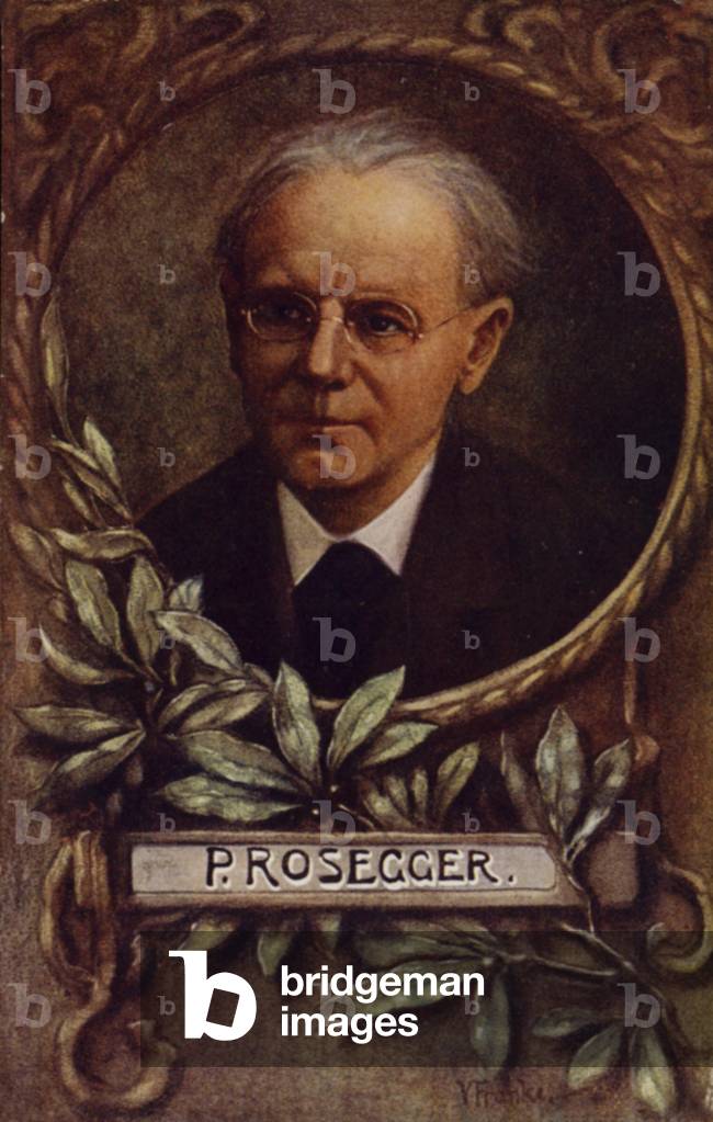 Portrait of Peter Rosegger (colour litho)